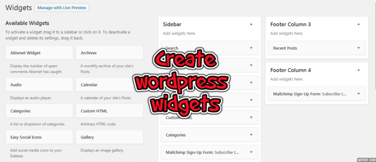 Create wordpress widgets